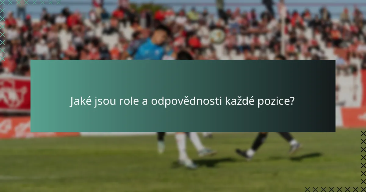Jaké jsou role a odpovědnosti každé pozice?